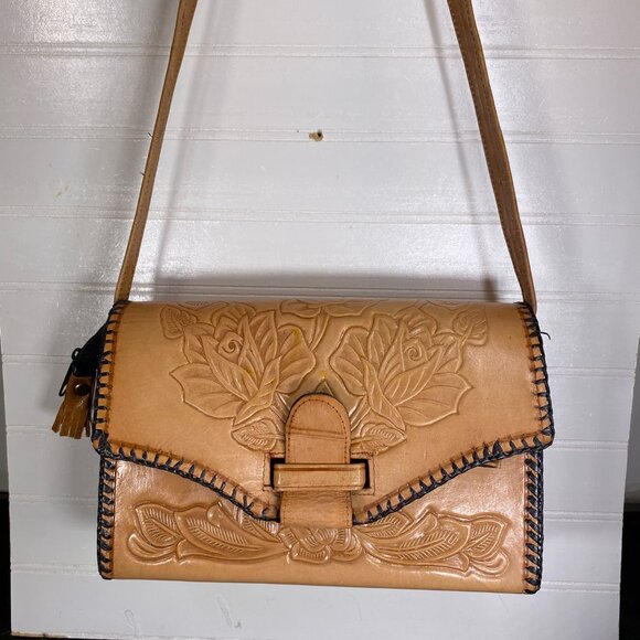 Rare, Vintage Hand Tooled, Medium, Fully Reversible, Mexican Leather Purse , - Picture 3 of 14